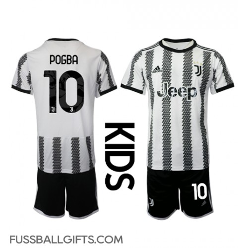 Juventus Paul Pogba #10 Fußballbekleidung Heimtrikot Kinder 2022-23 Kurzarm (+ kurze hosen)